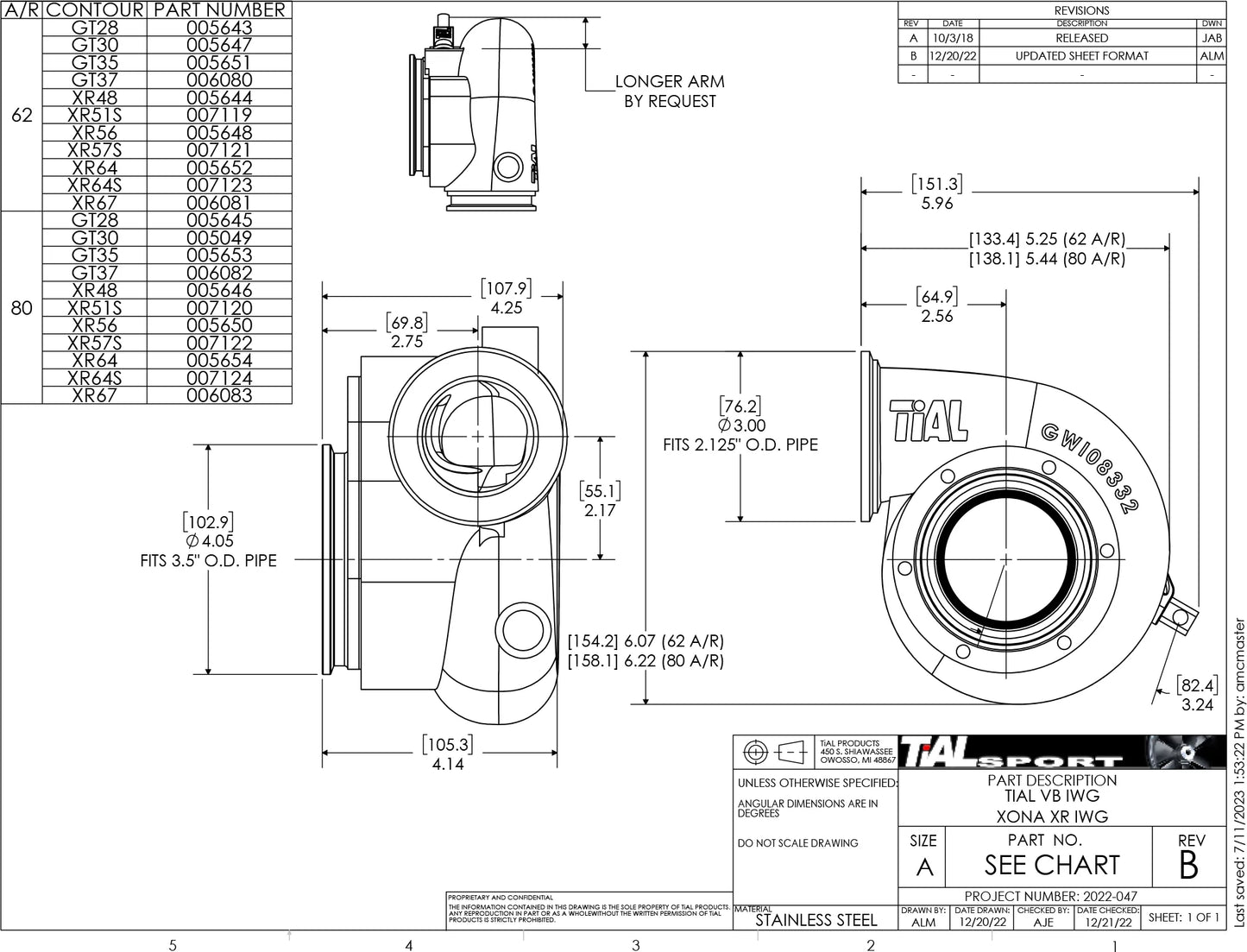 Xona Rotor XR-64 SS V-Band Turbine Housing